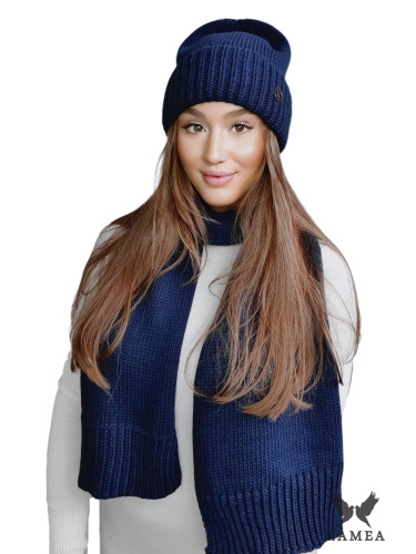 Дамски комплект. Kamea Kamea_Set_Hat&Scarf_K.22.254.12_Navy_Blue