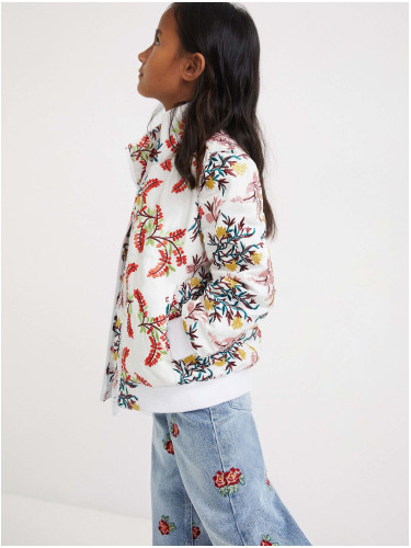 White Girls' Flowered Jacket Desigual Cala - Girls