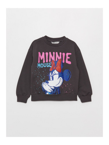 LC Waikiki Crew Neck Minnie Mouse Printed Long Sleeve Girl's Sweatshirt