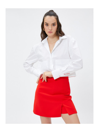 Koton Crop Shirt Pocket Detailed Long Sleeve