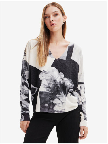 DESIGUAL WHITE WOMEN'S SWEATER