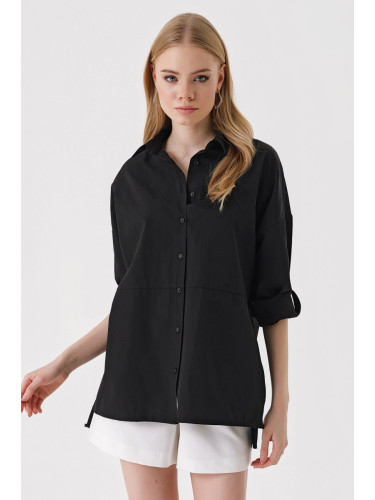 Bigdart 3975 Slit Poplin Shirt - Black