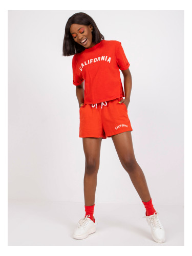 Women's red summer set with T-shirt