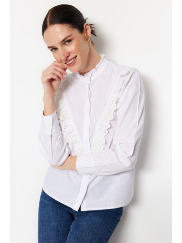 Trendyol White Lace Cotton Woven Shirt