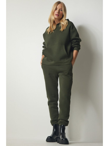 Happiness İstanbul Women's Khaki Hooded Tracksuit Set