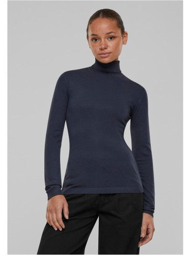 Women's knitted turtleneck in a navy design