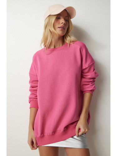 Happiness İstanbul Women's Pink Raised Oversize Sweatshirt