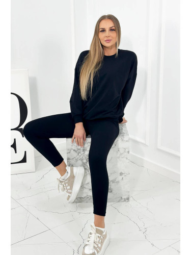 Set of cotton sweatshirt + leggings black