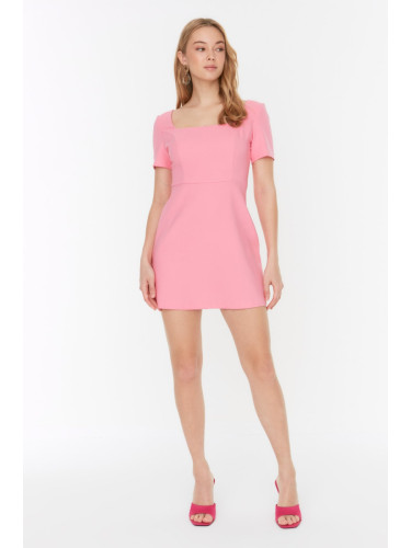 Trendyol Pink Petite Square Collar Basic Dress