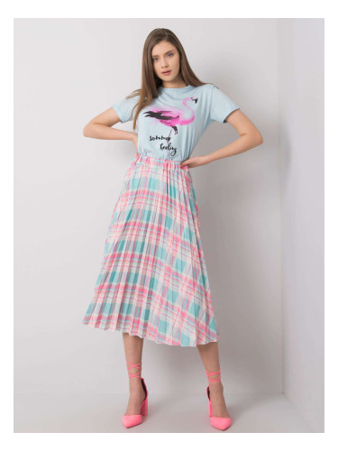 Pleated skirt with mint cheque