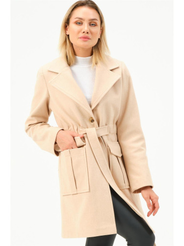 Z6778 DEWBERRY WOMEN'S COAT-BEIGE