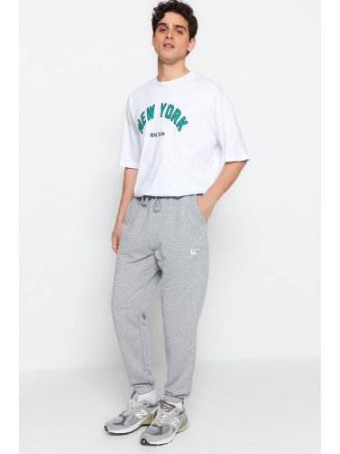 Trendyol Grey Melange Regular/Normal Cut Label Appliqued Pocket Stitched Sweatpants