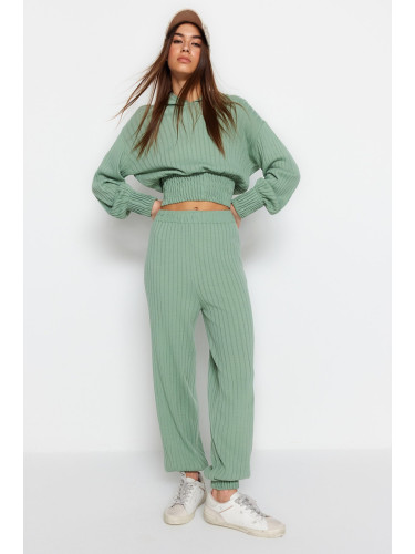 Trendyol Mint Hooded Knitwear Two Piece Set