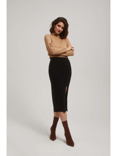 Marisse Black Midi Pencil Skirt With Slit