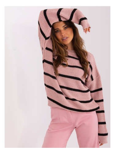 Light pink women's oversize striped sweater