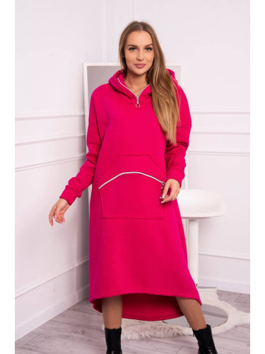 Insulated dress with hood in fuchsia color