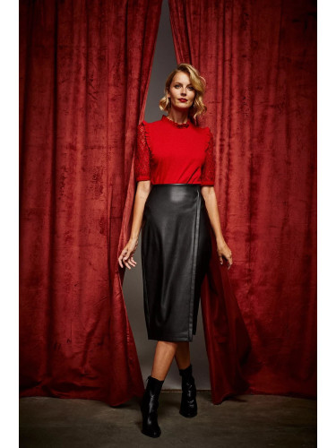 Midi skirt made of imitation leather