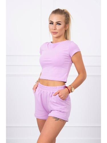 Cotton ensemble with purple shorts