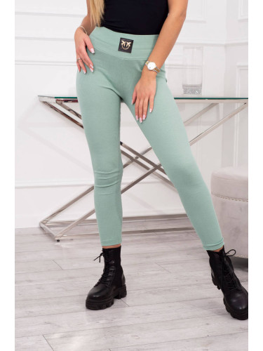 Ribbed leggings with a high waist dark mint