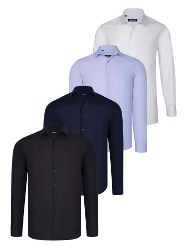 QUAD SET G726 DEWBERRY SHIRT-BLACK-WHITE-NAVY BLUE-LILAC