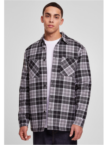 Padded plaid shirt jacket black/white