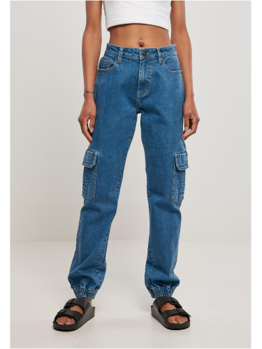 Women's Organic Stretch Denim Cargo Pants Sheer Blue Washed