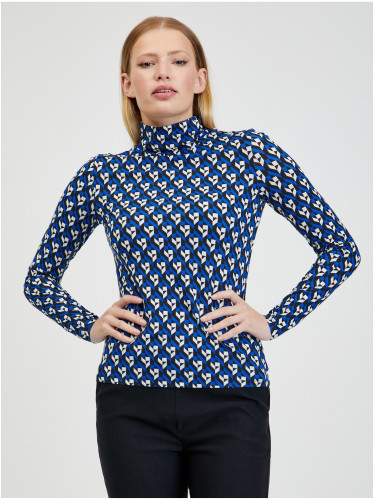 Orsay Blue Women's Patterned Turtleneck - Women's