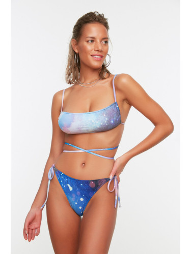 Trendyol Galaxy Pattern Bikini Bottoms With Tie Detail