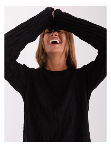 Black women's classic sweater with cuffs