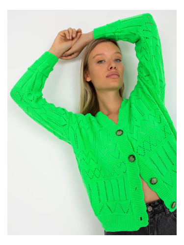 Fluo green openwork summer sweater with buttons RUE PARIS