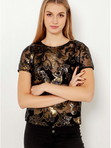 Black Flored Transparent Blouse CAMAIEU - Ladies