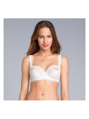 PLAYTEX UNDERWIRE BALCONNETTE BRA - Women's lace bra with bones (balconetka) - antique white