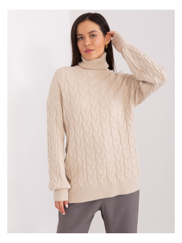 Light beige turtleneck with cuffs