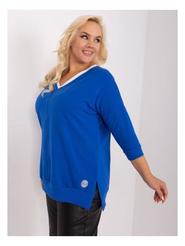 Plus Size Cotton Blouse Cobalt Blue