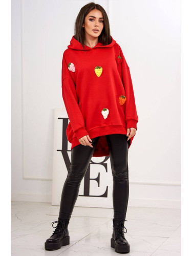 Insulated sweatshirt with a red strawberry motif