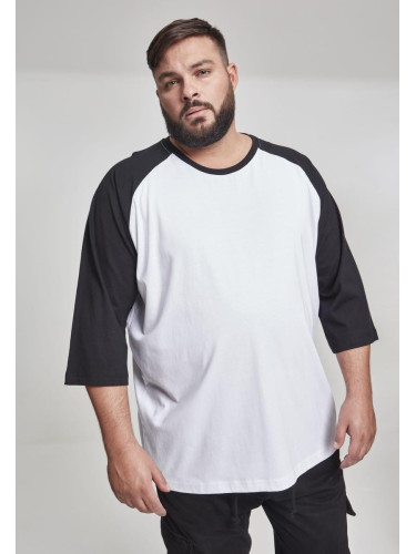 Contrasting raglan T-shirt with 3/4 sleeves wht/bl