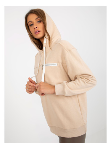 Light beige hoodie with drawstrings