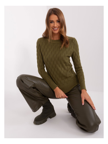 Classic khaki sweater with long sleeves