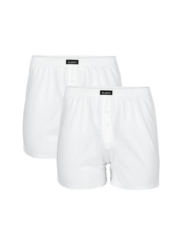 Men's classic boxer shorts with buttons ATLANTIC 2PACK - white