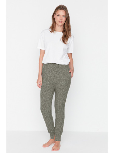 Trendyol Khaki Marked Pocket Detailed Pajama Bottoms with a soft, thick knit