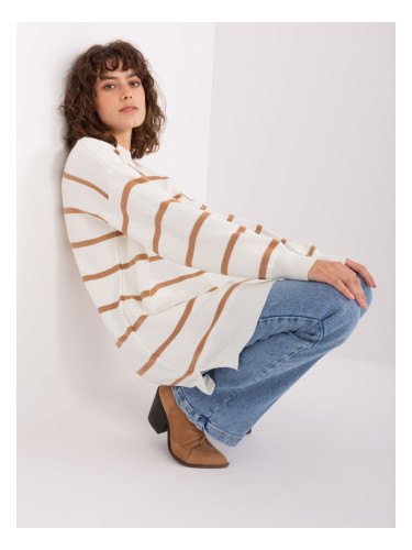 Ecru-brown oversized women's sweater