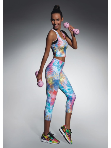 Bas Bleu Sports leggings TESSERA 70 with a colorful print and a 3/4 leg