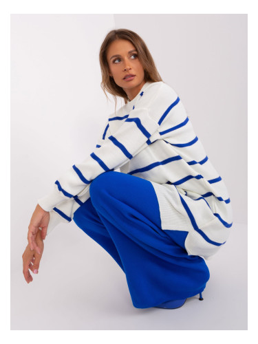 Cobalt and ecru oversize sweater with cuffs