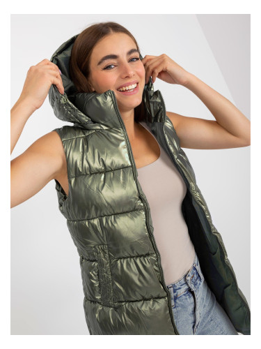 Dark green winter quilted vest