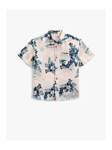 Koton Floral Short Sleeve Shirt with One Pocket Detailed