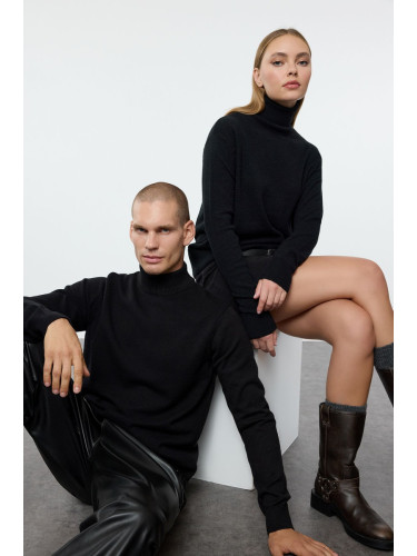 Trendyol Black Regular Fit Couple Half Turtleneck Soft Limited Edition Basic Knit Sweater