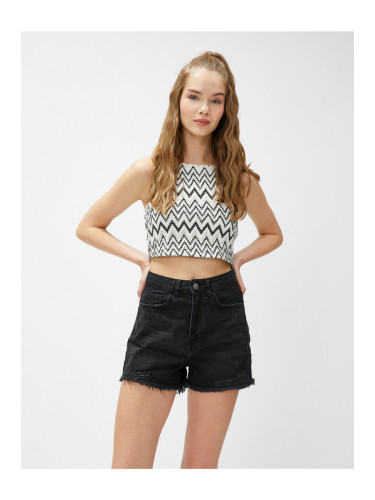 Koton Crop Athlete Halterneck Knitted Pattern