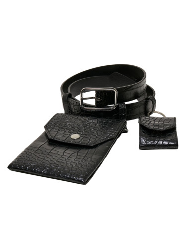 Croco synthetic leather strap with black/silver sheath