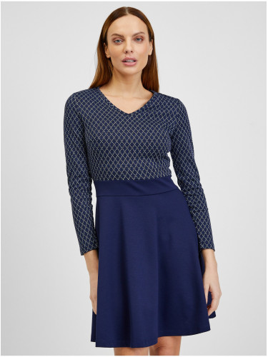 Orsay Dark blue ladies patterned dress - Women