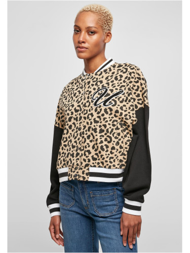 Women's Jacket AOP Oversized College Sweat Jacket unionbeigeleo/black